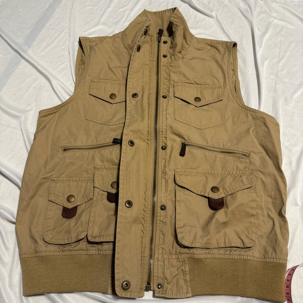 Lauren Ralph Lauren Kaki Pocket Safari Hunt Fish Photography Cargo Vest sz L - Picture 5 of 16